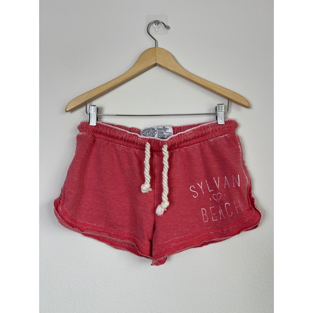 Pop Surf Sylvan Beach Lounge Shorts M Pink Drawstring Beach Casual Y2K Coastal